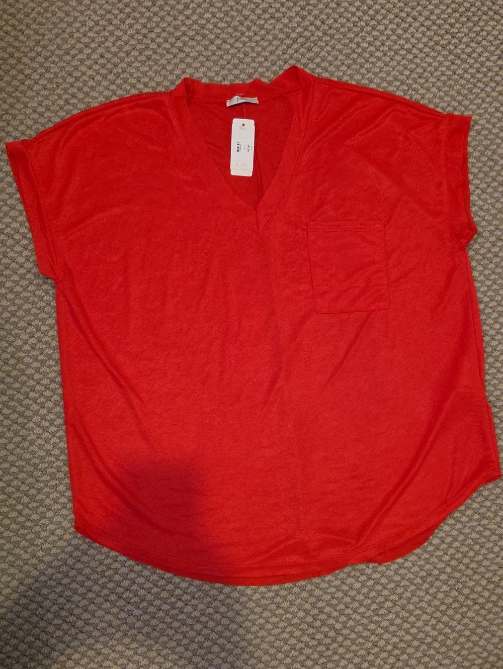 JODIFL Red V-Neck Pocket Shirt Sz SMALL NWT